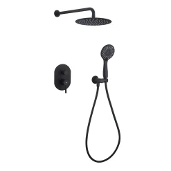 Colonne De Douche Encastrable|Poalgi Ensemble de douche encastré mécanique 2 voies SKY BATH noir mat PVD Inox S304 série SOUL