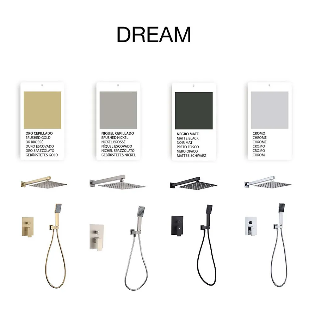 Poalgi Ensemble de douche encastré mécanique 2 voies SKY BATH chromé Inox S304 série DREAM