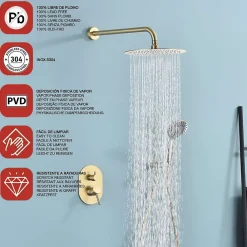 Colonne De Douche Encastrable|Poalgi Ensemble de douche encastré mécanique 2 voies SKY BATH or brossé PVD Inox S304 série SOUL