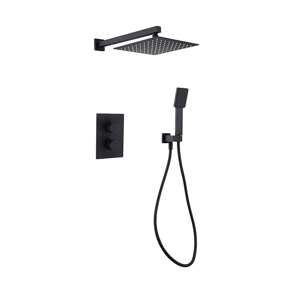 Poalgi Ensemble de douche encastré thermostatique 2 voies SKY BATH noir mat PVD série ETERNITY