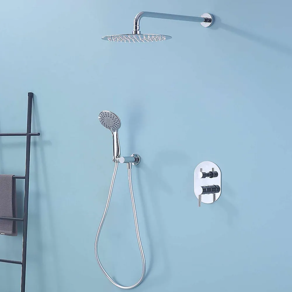 Poalgi Ensemble de douche encastré mécanique 2 voies SKY BATH chromé Inox S304 série SOUL