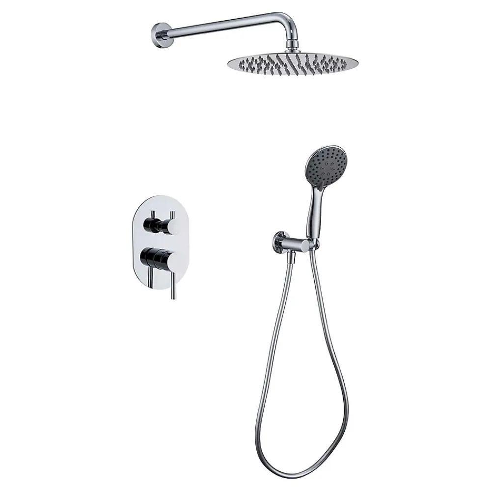 Poalgi Ensemble de douche encastré mécanique 2 voies SKY BATH chromé Inox S304 série SOUL