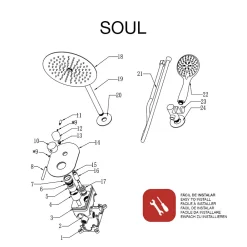 Poalgi Ensemble de douche encastré mécanique 2 voies SKY BATH chromé Inox S304 série SOUL