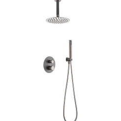 Colonne De Douche Encastrable|Imex Products Ensemble de douche Plafond TOUCHER à encastrer - Mitigeur thermostatique Gris mat - Champagne Ensemble encastré douchette + tête