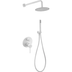 Imex Products Ensemble de douche STICK à encastrer - mitigeur monocommande Blanc (mat) Ensemble encastré douchette + tête de douche