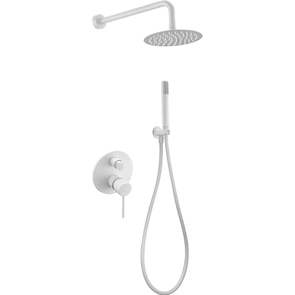 Imex Products Ensemble de douche STICK à encastrer - mitigeur monocommande Blanc (mat) Ensemble encastré douchette + tête de douche