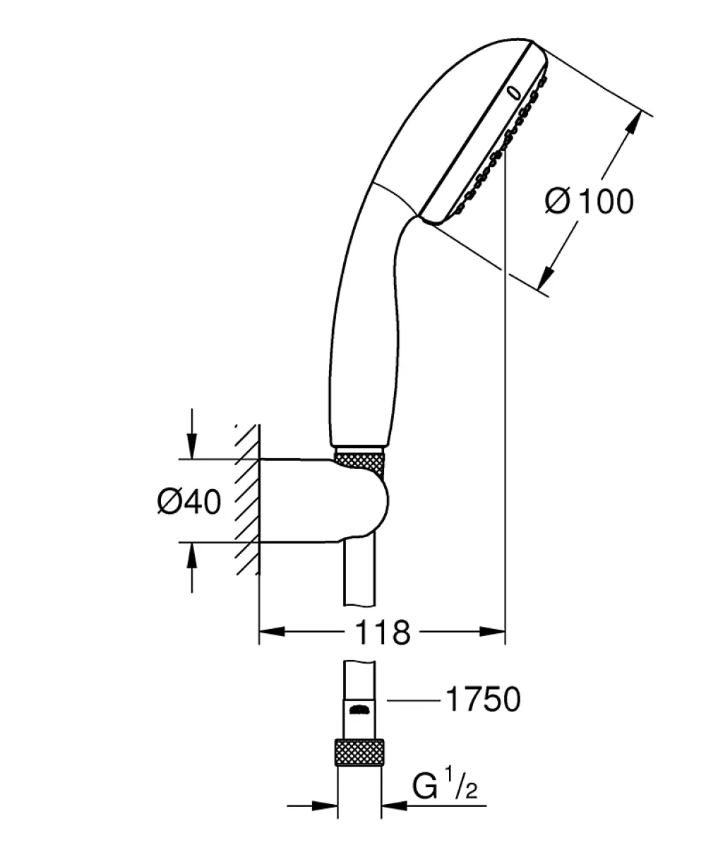 Grohe Ensemble de douche support + douchette chromé Vitalio Start 100