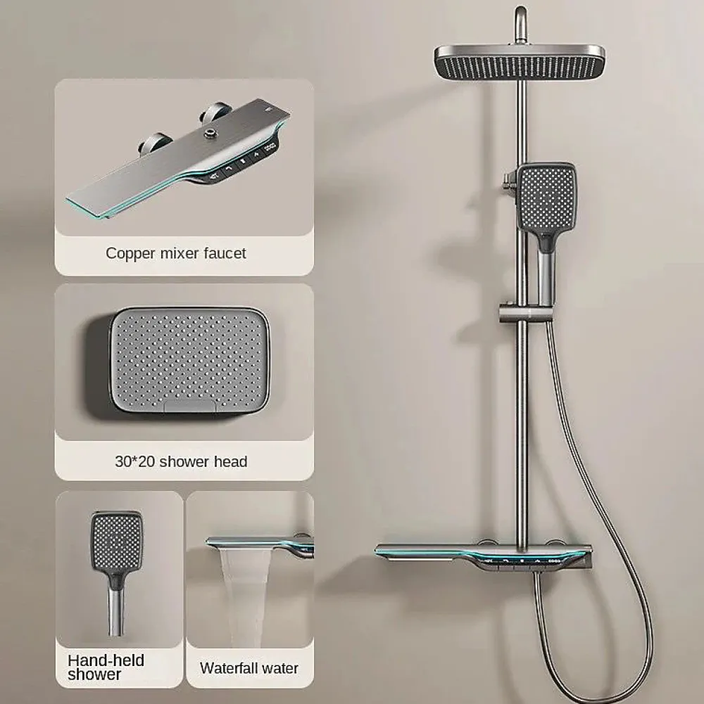 Kleenmac Ensemble de douche thermostatique intelligent avec affichage numérique modèle Amadis
