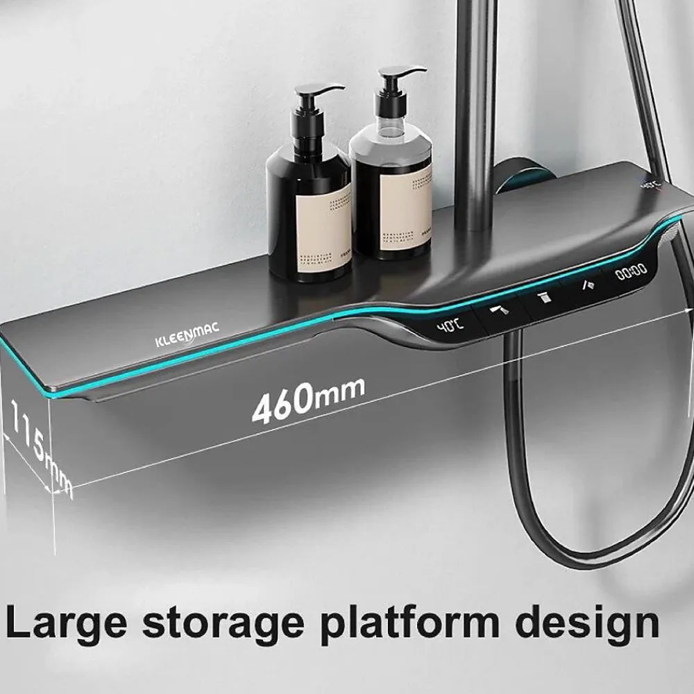 Kleenmac Ensemble de douche thermostatique intelligent avec affichage numérique modèle Amadis
