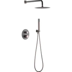 Imex Products Ensemble de douche TOUCHER à encastrer - Mitigeur thermostatique Gris mat - Champagne Ensemble encastré douchette + tête de douch