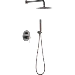 Imex Products Ensemble de douche TOUCHER à encastrer - Mitigeur monocommande Gris mat - Champagne Ensemble encastré douchette + tête de douche
