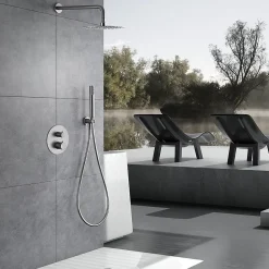 Colonne De Douche Encastrable|Imex Products Ensemble de douche TOUCHER à encastrer - Mitigeur thermostatique Nickel brossé Ensemble encastré douchette + tête de douche