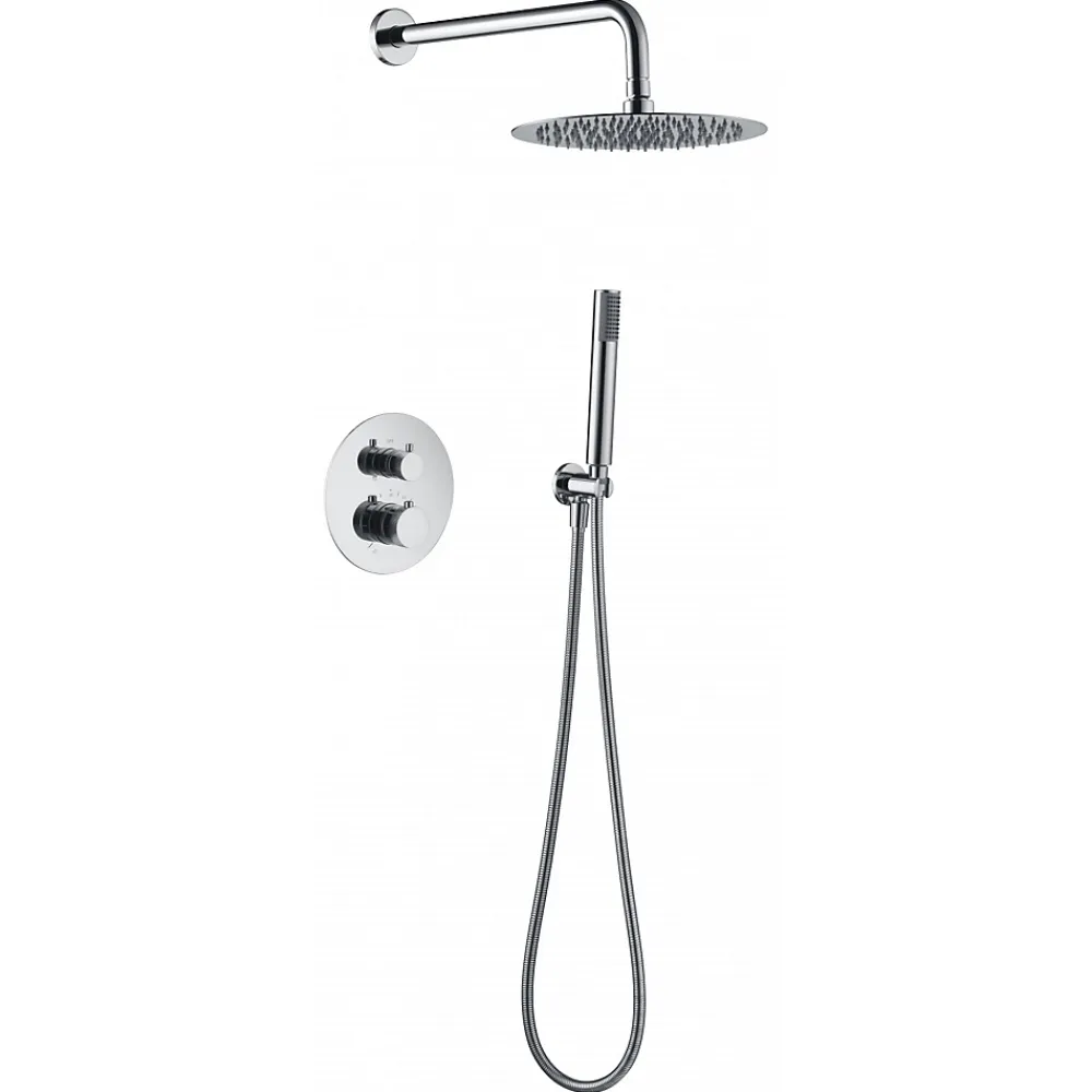 Imex Products Ensemble de douche TOUCHER à encastrer - Mitigeur thermostatique Or rose brossé Ensemble encastré douchette + tête de douche