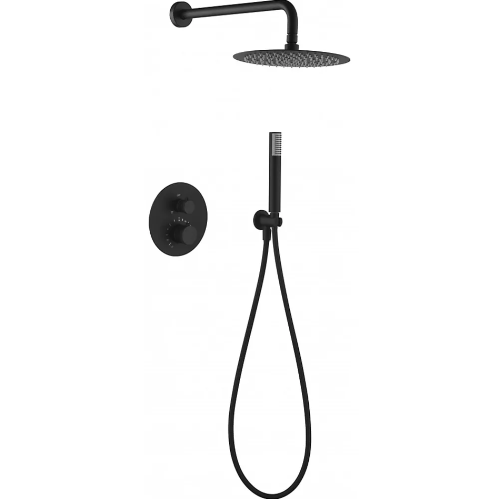 Imex Products Ensemble de douche TOUCHER à encastrer - Mitigeur thermostatique Or rose brossé Ensemble encastré douchette + tête de douche