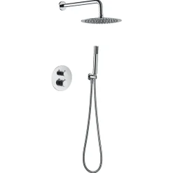 Imex Products Ensemble de douche TOUCHER à encastrer - Mitigeur thermostatique Chromé Brillant Ensemble encastré douchette + tête de douche