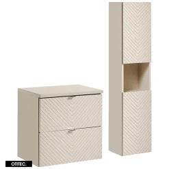 Otitec Ensemble de meuble de salle de bain - 60 cm - avec plan - avec colonne - 2 tiroirs - DANO