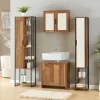 [En.Casa] Ensemble de meubles de salle de bain 4 pièces Namsskogan effet noyer noir en.casa