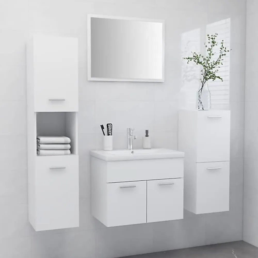 Vidaxl Ensemble de meubles de salle de bain - - 3070910 - Blanc - Bois d'ingénierie - Rangement spacieux