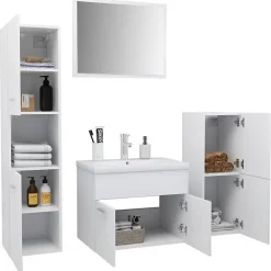 Vidaxl Ensemble de meubles de salle de bain - - 3070910 - Blanc - Bois d'ingénierie - Rangement spacieux