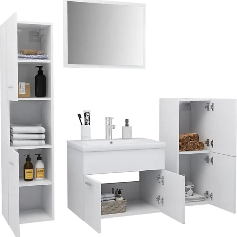Vidaxl Ensemble de meubles de salle de bain - - 3070910 - Blanc - Bois d'ingénierie - Rangement spacieux