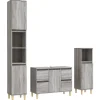 Meuble Wc|Vidaxl Ensemble de meubles de salle de bain 3 pcs Sonoma gris