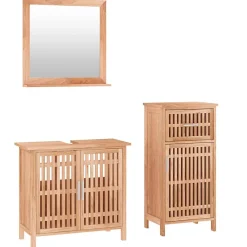 Vidaxl Ensemble de meubles de salle de bain 3 pcs Bois massif de noyer