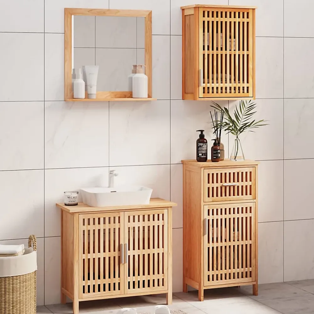 Vidaxl Ensemble de meubles de salle de bain 4 pcs Bois massif de noyer