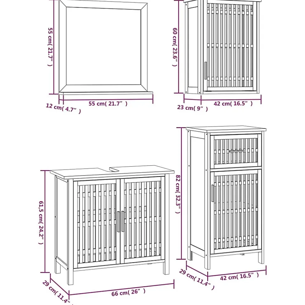 Vidaxl Ensemble de meubles de salle de bain 4 pcs Bois massif de noyer