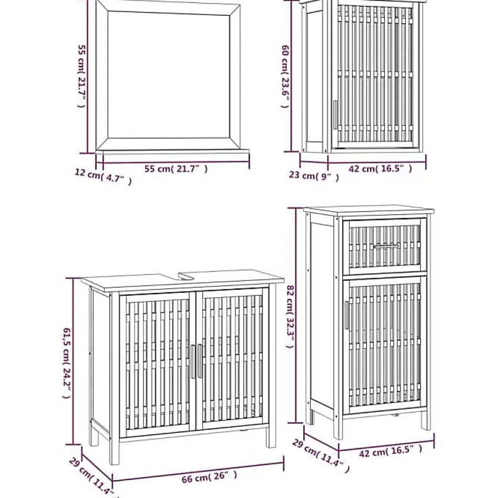 Vidaxl Ensemble de meubles de salle de bain 4 pcs Bois massif de noyer