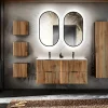 Otitec Ensemble de meubles sous vasque - 120 cm - avec Vasque - Cube et Colonnes - Miroirs LED - WOTANIA