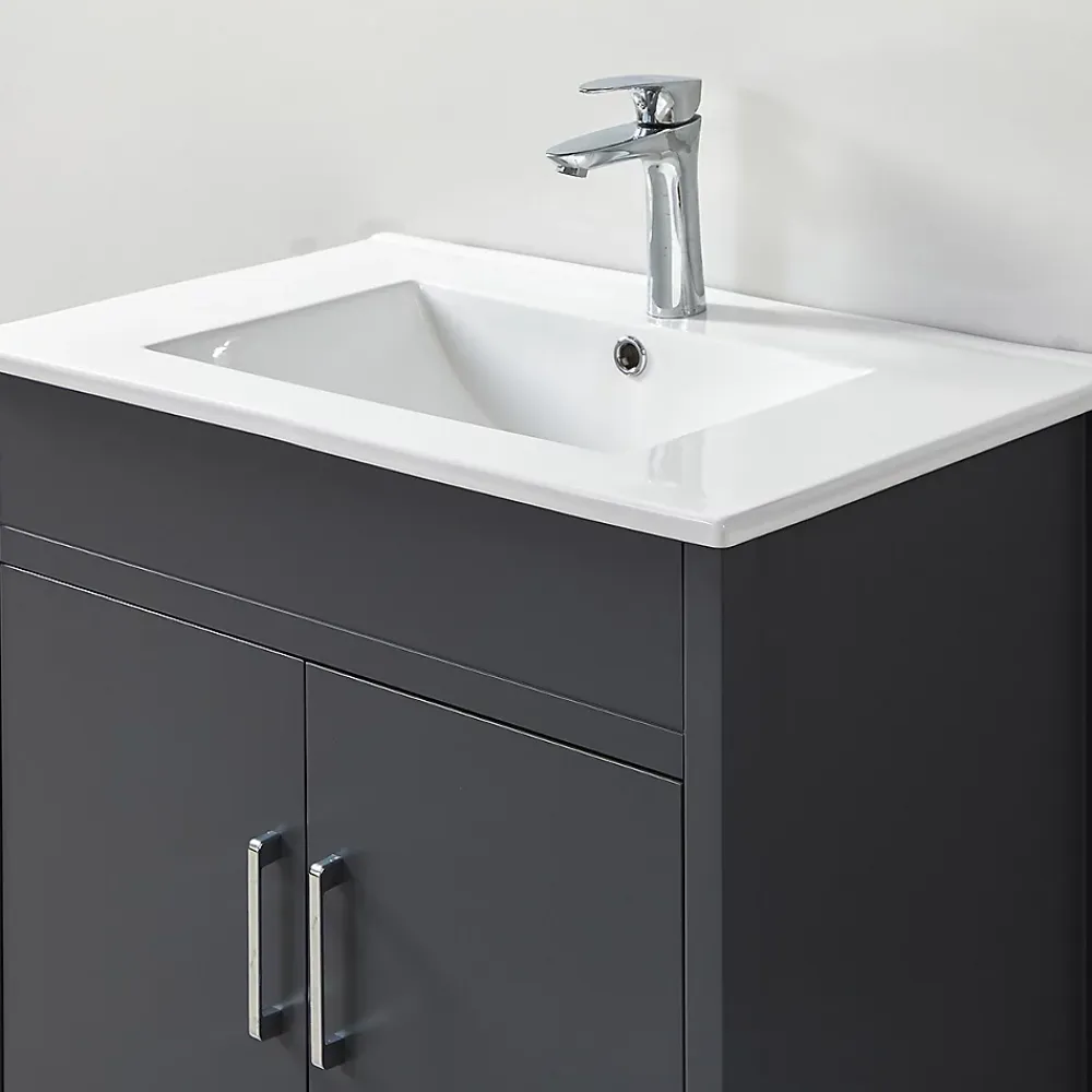 Ensemble Meuble De Salle De Bains|Wilsa Ensemble de salle de bain gri 75 cm