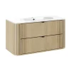Meuble Vasque|Meublorama Ensemble de salle de bain KORI : meuble sous vasque 100cm et vasque à encastrer
