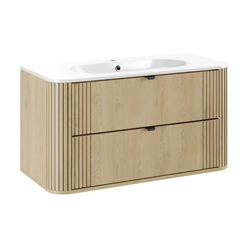 Meuble Vasque|Meublorama Ensemble de salle de bain KORI : meuble sous vasque 100cm et vasque à encastrer