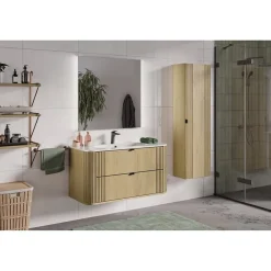 Meuble Vasque|Meublorama Ensemble de salle de bain KORI : meuble sous vasque 100cm et vasque à encastrer