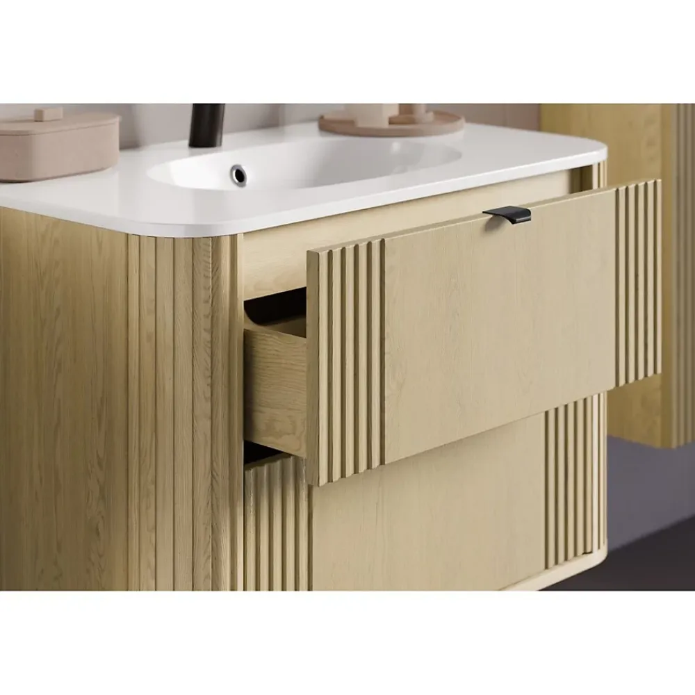 Meuble Vasque|Meublorama Ensemble de salle de bain KORI : meuble sous vasque 100cm et vasque à encastrer