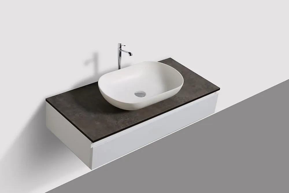 Meuble Sous-Vasque|Bernstein Ensemble de salle de bain Vision 1000 blanc mat - Avec armoire de toilette, Sans cache, Sans vasque à poser