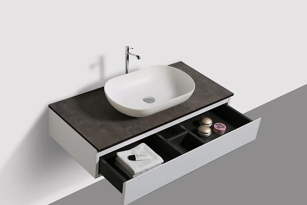 Meuble Sous-Vasque|Bernstein Ensemble de salle de bain Vision 1000 blanc mat - Avec armoire de toilette, Sans cache, Sans vasque à poser