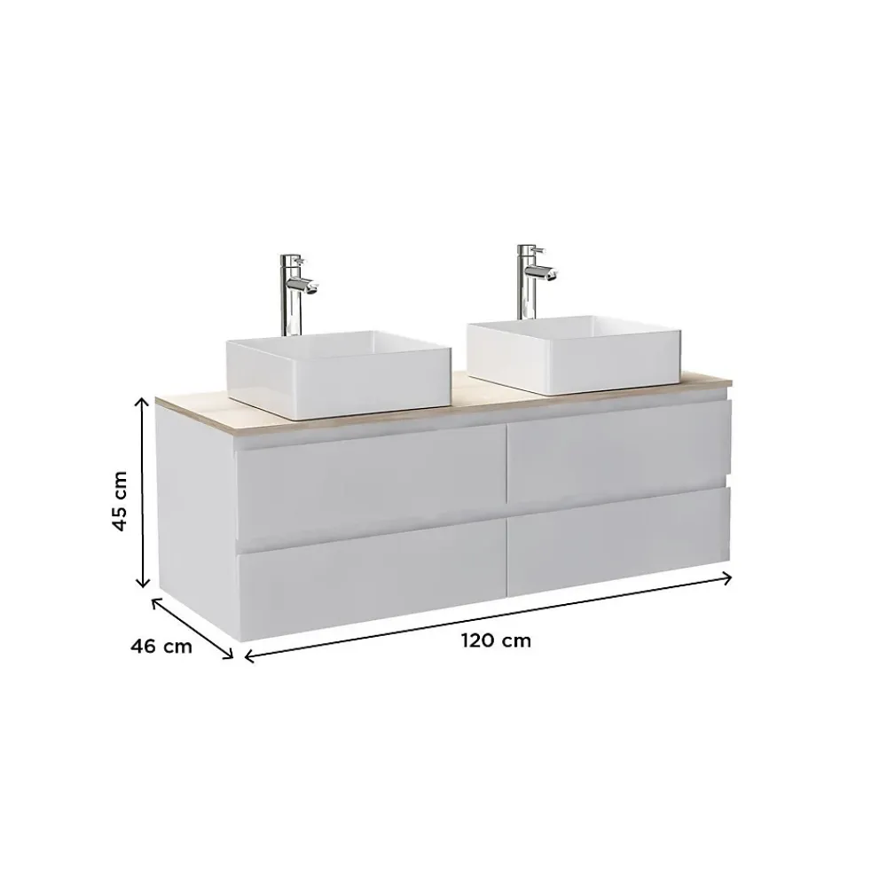 Mob-In Ensemble double vasque suspendu SORRENTO 120cm