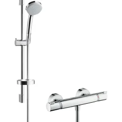 Colonne De Douche Thermostatique|Hansgrohe Ensemble douche Croma 100 + mitigeur thermostatique Ecostat Comfort + Barre de douche 65 cm