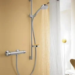 Colonne De Douche Thermostatique|Hansgrohe Ensemble douche Croma 100 + mitigeur thermostatique Ecostat Comfort + Barre de douche 65 cm