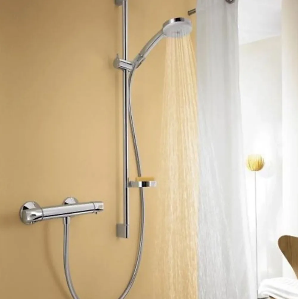 Colonne De Douche Thermostatique|Hansgrohe Ensemble douche Croma 100 + mitigeur thermostatique Ecostat Comfort + Barre de douche 65 cm