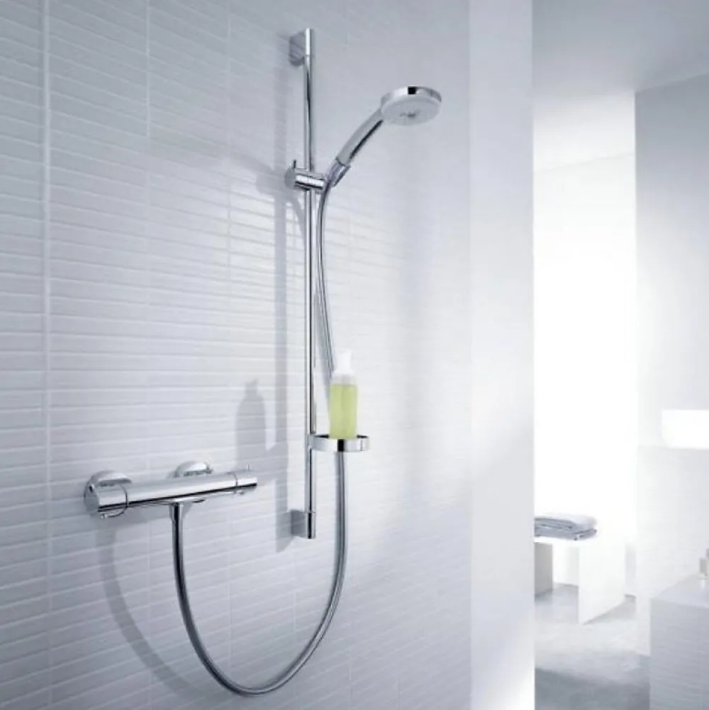 Colonne De Douche Thermostatique|Hansgrohe Ensemble douche Croma 100 + mitigeur thermostatique Ecostat Comfort + Barre de douche 65 cm