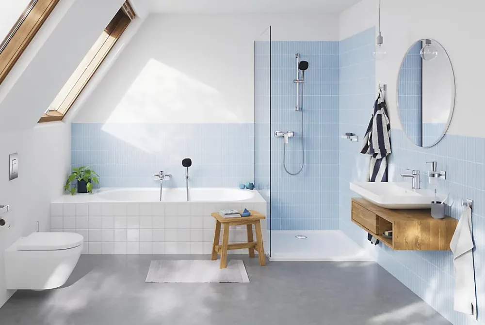 Grohe Ensemble douchette 2 jets + support + flexible chrome, Vitalio Comfort 100