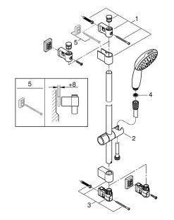 Colonne De Douche Sans Robinetterie|Grohe Ensemble douchette 3 jets + flexible + barre chrome, Vitalio Start 100