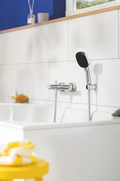 Pommeau De Douche, Flexible Et Barre De Douche|Grohe Ensemble douchette 3 jets + support + flexible chrome, Vitalio 100