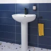 GoodHome Ensemble lavabo et colonne en céramique blanc Tasi