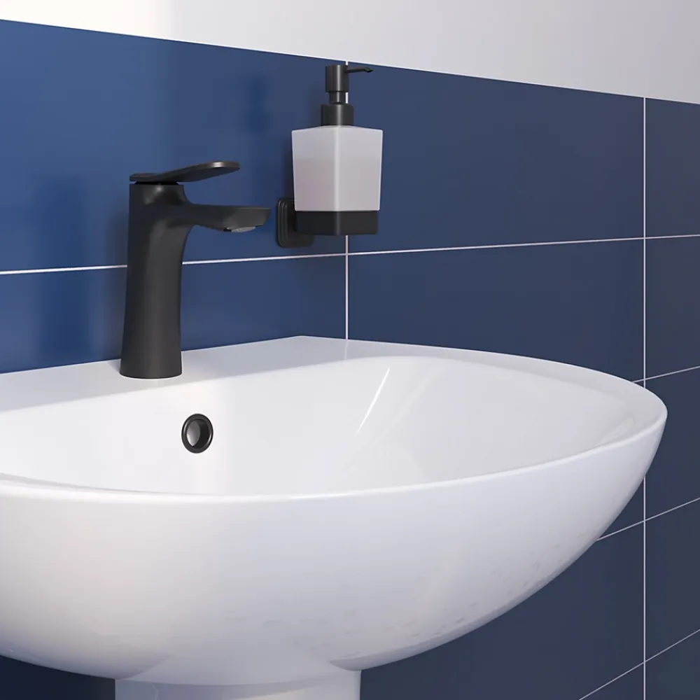 GoodHome Ensemble lavabo et colonne en céramique blanc Tasi
