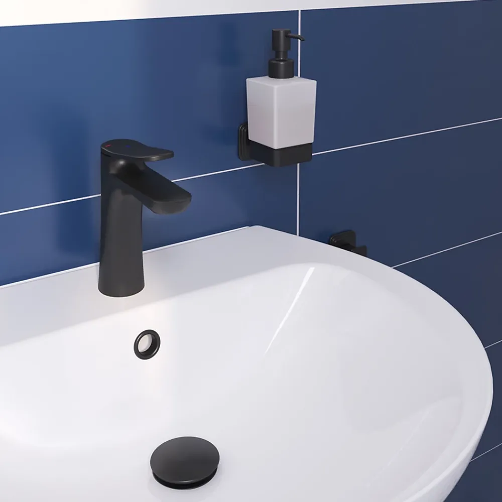 GoodHome Ensemble lavabo et colonne en céramique blanc Tasi