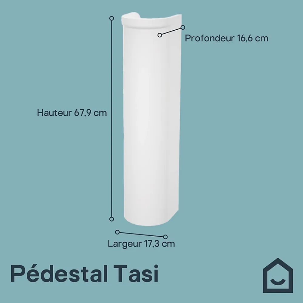 GoodHome Ensemble lavabo et colonne en céramique blanc Tasi