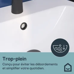 GoodHome Ensemble lavabo et colonne en céramique blanc Tasi